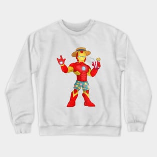 Iron Man's Beach Day: Superhero on Vacation Crewneck Sweatshirt